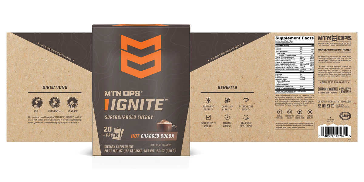 MTN OPS Hot Ignite Focus & Energy Coffee, Mountain Mocha