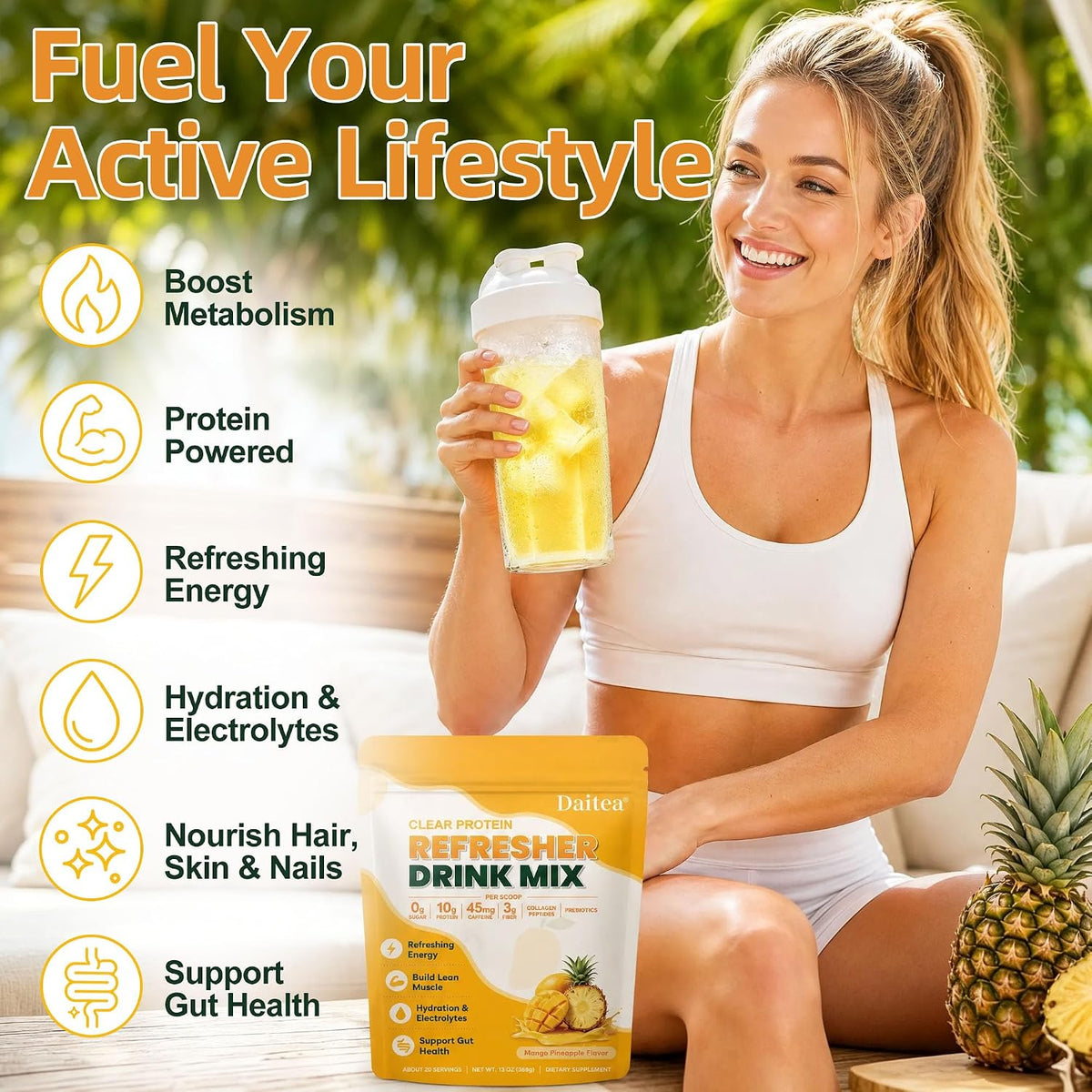 Clear Protein Refresher Powder with Whey Protein Isolate, Pineapple Mango