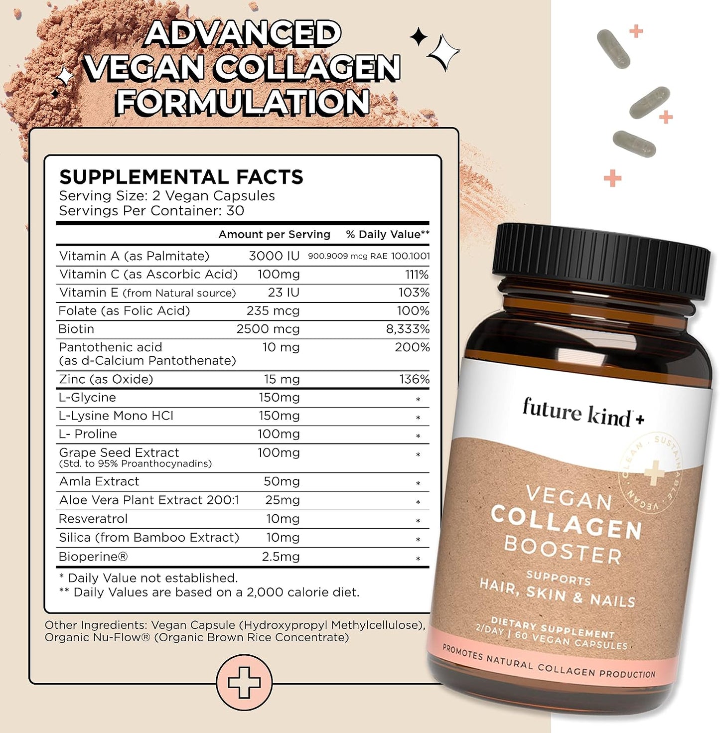 Future Kind - The Glow Getter Bundle - Vegan Collagen Booster Supplement - Vegan Vitamin D3 - Vegan Omega 3