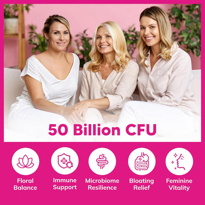 aSquared Nutrition Probiotics for Women - 50 Billion CFU Women's Probiotic Supports Digestive, Gut, Vaginal & Urinary Tract Health - Prebiotics for Females - 60 Capsules - Alt to Gummies
