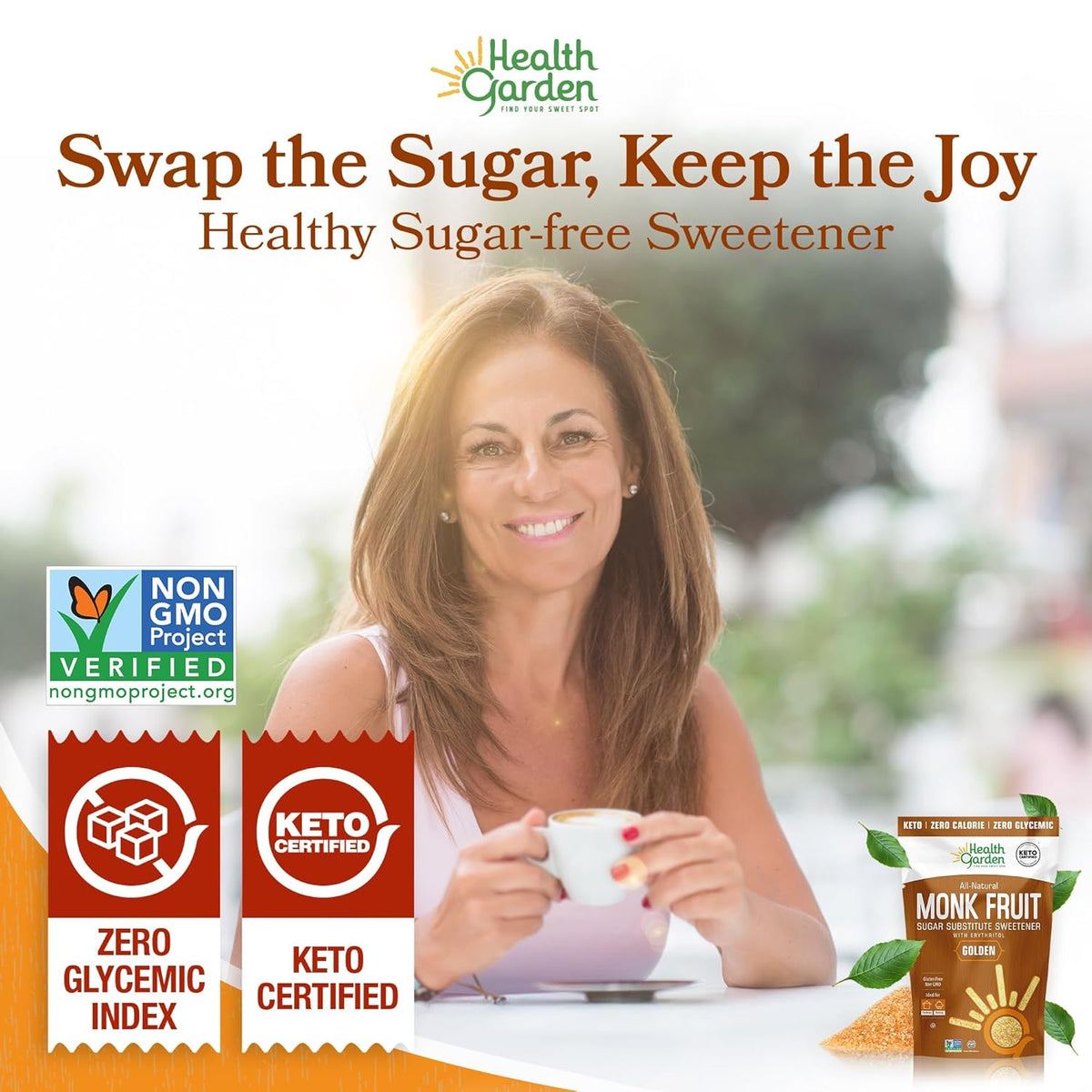 Health Garden Monk Fruit Sweetener, Golden Sugar Substitute - 2.5 lb