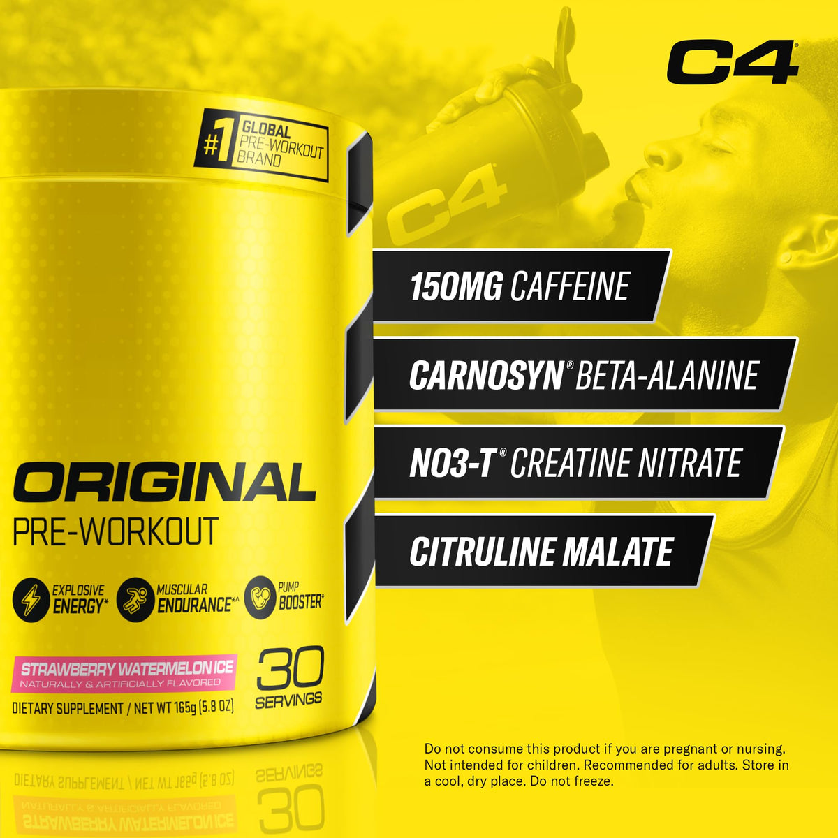 Cellucor C4 Original Pre Workout Powder Strawberry Watermelon Ice Sugar Free Preworkou