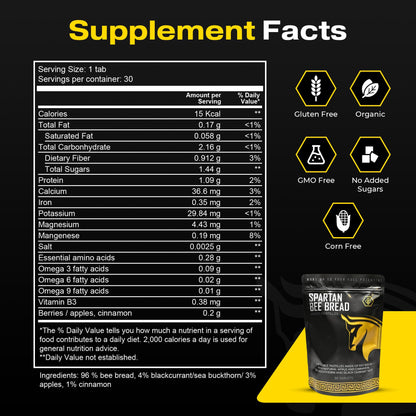 Spartan Bee Bread Chewables Natural Multivitamin | High Absorption Organic Bee Pollen