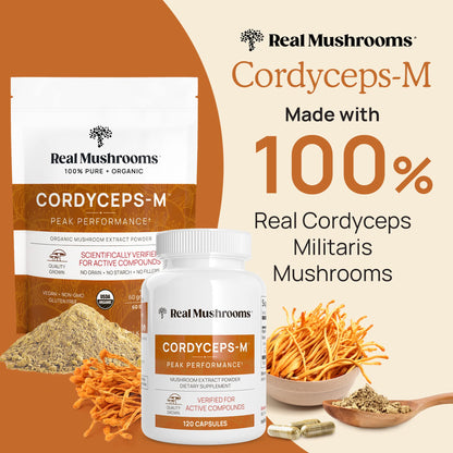 Real Mushrooms Cordyceps Capsules - Performance Mushroom Extract Supplement