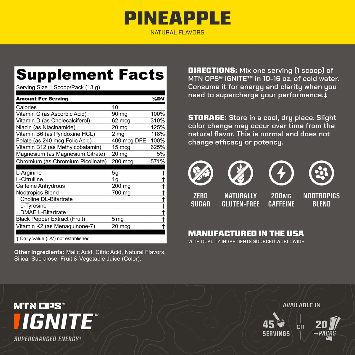 MTN OPS Ignite Energy Powder, Zero Sugar, Tiger's Blood