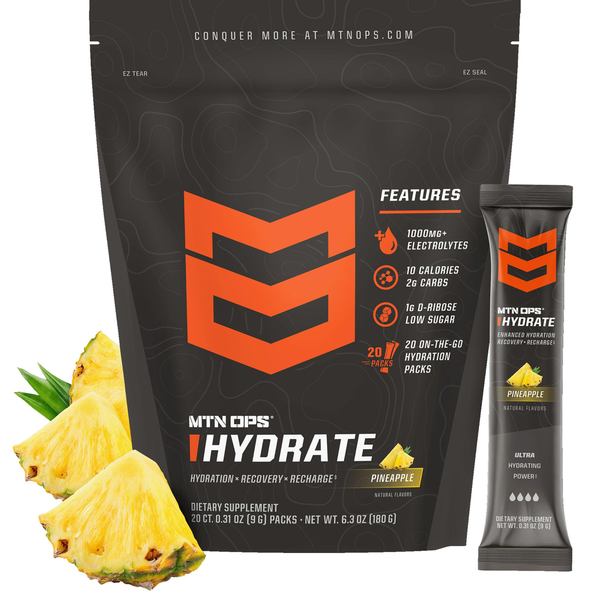 MTN OPS Hydrate Sugar Free Electrolyte Packets, Mango Peach