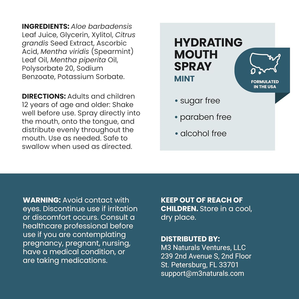 M3 Fast-Acting Dry Mouth Spray for Adults with Xylitol & Aloe (2 Fl Oz)