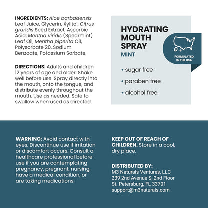 M3 Fast-Acting Dry Mouth Spray for Adults with Xylitol & Aloe (2 Fl Oz)