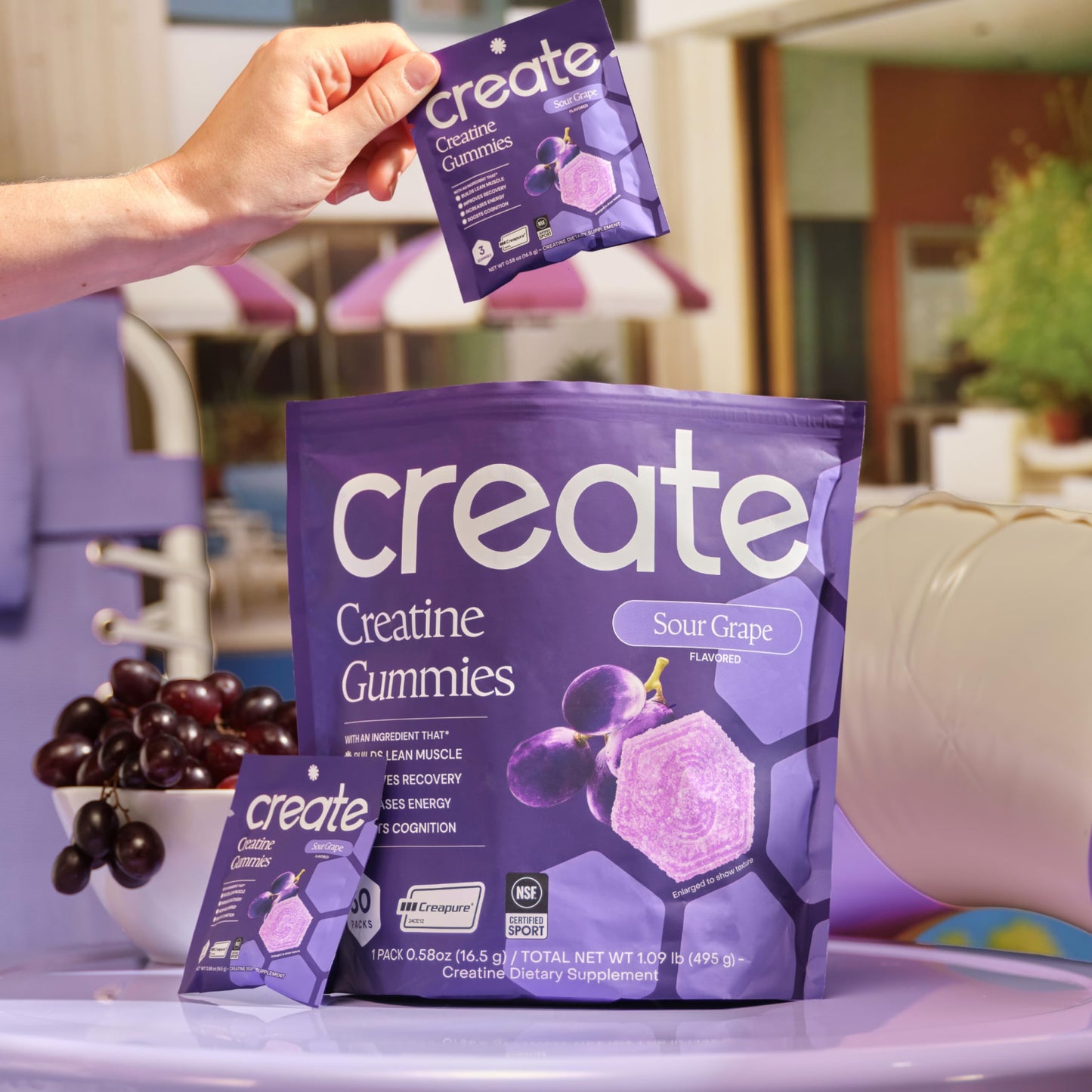 Create Creatine Gummies – Single-Serve Packs – 30ct – Variety Pack | NSF Certified for Sport – Made with Creatine Monohydrate, Vegan & Gluten-Free, Anti-Melting Formula, 3 Gummies per Pack