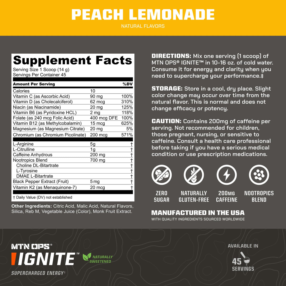 MTN OPS Ignite Energy Powder, Zero Sugar, Tiger's Blood