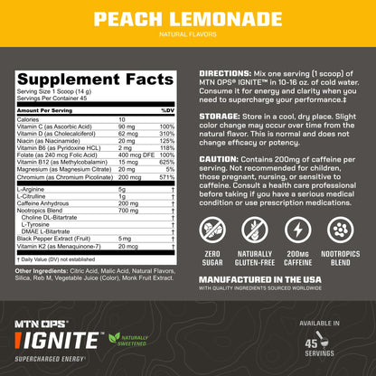 MTN OPS Ignite Energy Powder, Zero Sugar, Tiger's Blood