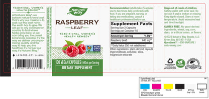 Nature's Way Raspberry Leaf - 640 mg per 2-capsule Serving - Traditional Support