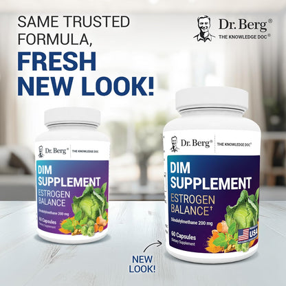 Dr. Berg DIM Supplement Estrogen Balance - Original Estrogen Supplement for Women with Diindolylmethane & Black Pepper for Enhanced Absorption & Menopause Support* - 60 Capsules