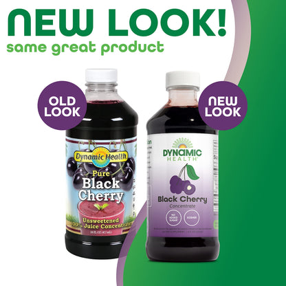 Dynamic Health 100% Pure Black Cherry Juice Concentrate, No Additives, Antioxidant Supplement, Urinary Tract & Joint Support, 16 Fl oz