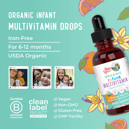 MARYRUTH'S Organics Multivitamin & Multimineral with Iron for Toddlers | USDA Organic | Sugar Free | Multivitamin Liquid Drops for Kids Ages 1-3 | Immune Support | Vegan | Non-GMO | 2 Fl Oz