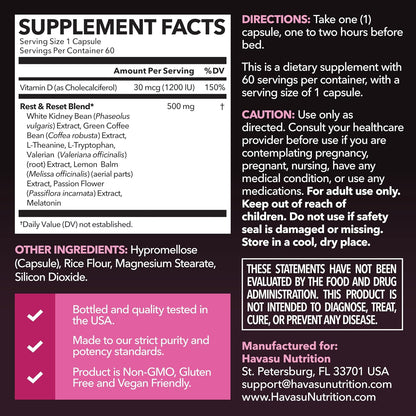 Night Time Fat Burner for Women, Belly Fat & Weight Loss Support, 60 Count | Appetite Suppressant and Overnight Metabolism Booster with Melatonin for Women, Vegan, Gluten Free, 60 Servings