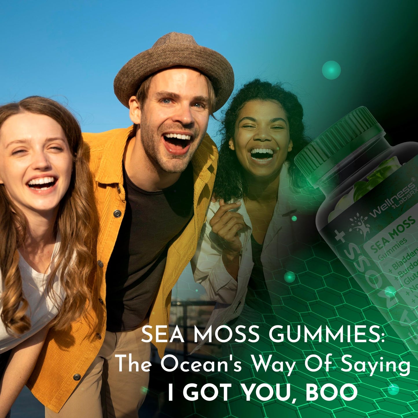 WELLNESS LABSRX Sea Moss Gummies, 3200mg Irish Sea Moss Mixed Berry Flavor with Maximum Potency Bladderwrack and Burdock Root - Supports Skin, Energy and Immunity - 90 Count