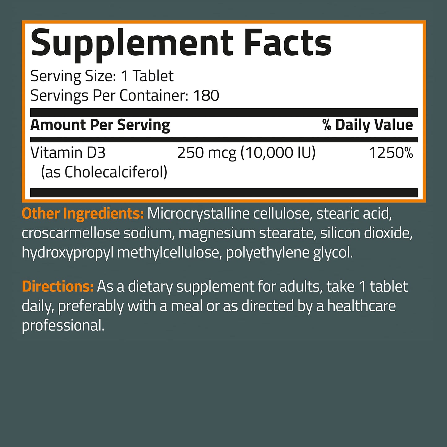 Bronson Vitamin D3 10,000iu (250mcg) Healthy Muscle Function and Immune Support, Non-GMO, 360 Tablets