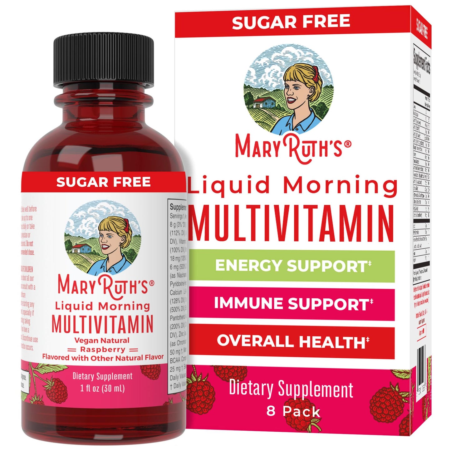 MARYRUTH'S Liquid Morning Multivitamin for Women, Men & Kids | Vitamin A C D E B6 B12 Biotin Zinc | Beauty | Vegan | Non-GMO | Gluten Free | 32 Servings