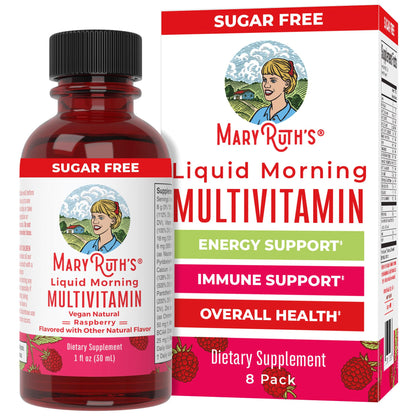 MARYRUTH'S Liquid Morning Multivitamin for Women, Men & Kids | Vitamin A C D E B6 B12 Biotin Zinc | Beauty | Vegan | Non-GMO | Gluten Free | 32 Servings