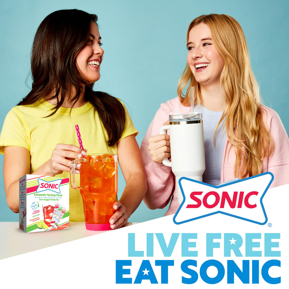 Sonic Singles to Go Powdered Drink Mix, Ocean Water, 6 Sticks per Box, 3 Boxes included (18 Sticks Total)