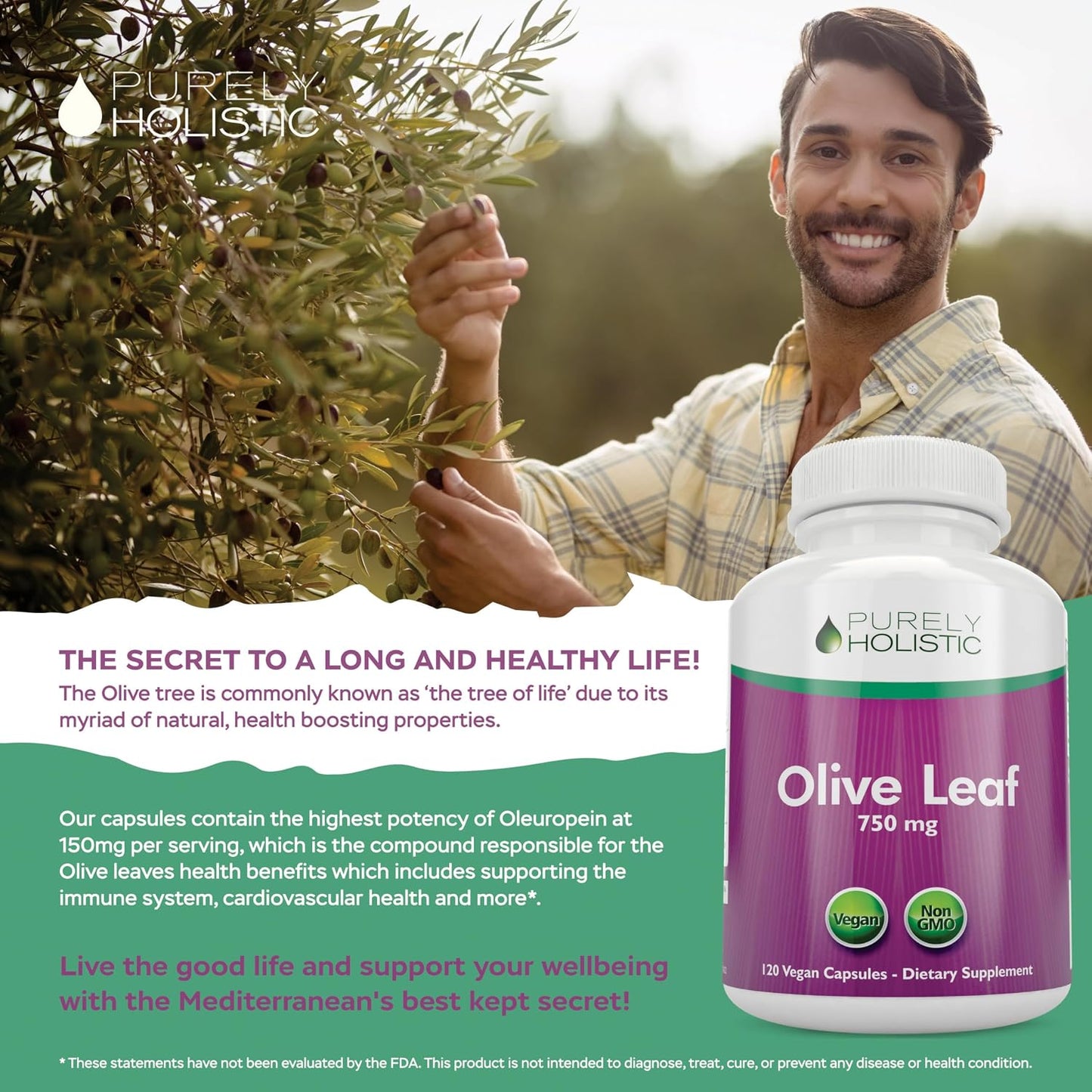 Olive Leaf Extract Capsules 750mg, 4 Month Supply, 20% Oleuropein, Vegan | High-Strength Antioxidant Support for Immune Health, Extracted from Egyptian Olive Leaves, Non-GMO, Once-Daily, 120 Capsules