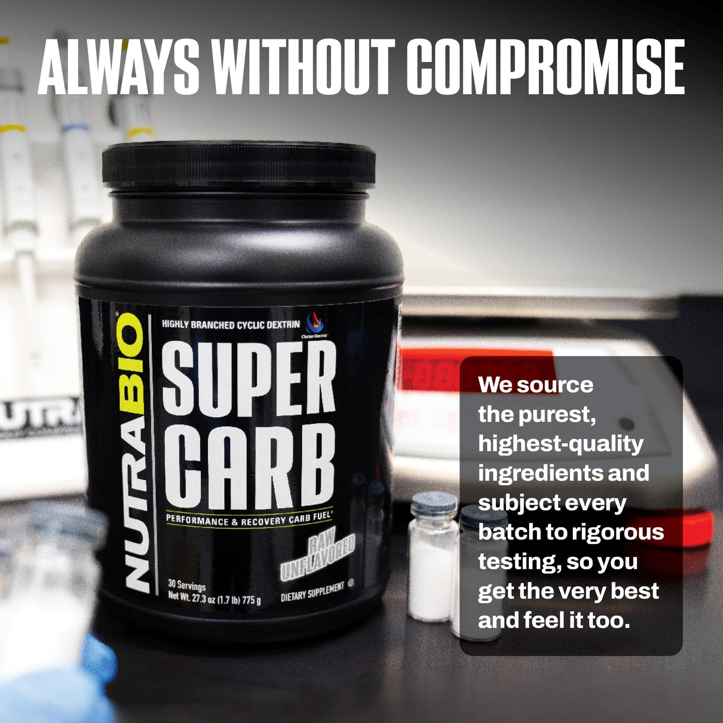 NutraBio Super Carb, Carbohydrate Powder with Cluster Dextrin & Electrolytes, Advanced Carb Supplement Powder for Workout Fuel, Performance, and Muscle Recovery, Cyclic Dextrin, Unflavored, 30 Sv