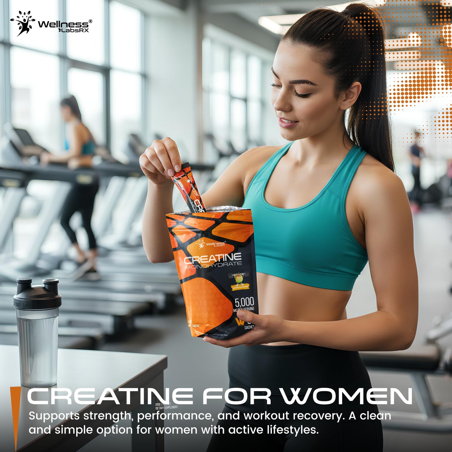WELLNESS LABSRX Creatine Monohydrate Powder Sachets 300g – Fruit Punch Flavor Micronized Creatine Powder Supplement, Creatine for Women and Men, Supports Strength, Energy, Performance - 60 Servings