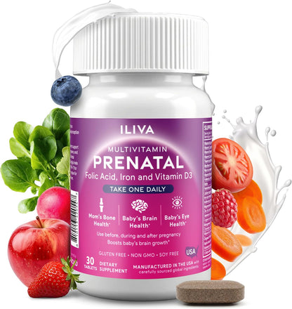 by INDICAID Prenatal Vitamins for Women- Sophisticated Folate and 18 Vitamins and Minerals for Neural Tube Support & Fetal Brain Development, Gluten-Free, Dairy-Free & Soy-Free - 30 Servings