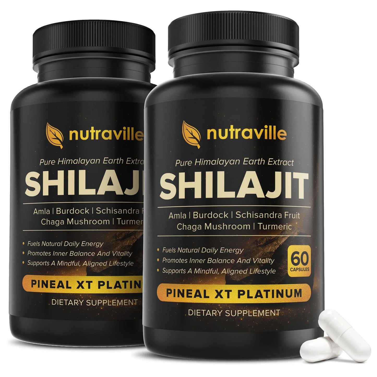 Pineal XT Platinum - Pure Himalayan Shilajit Supplement | Supports Energy, Brain Health & Memory, Rapid Pineal Gland Activation Cognitive Health Support, 60 Veggie Capsules
