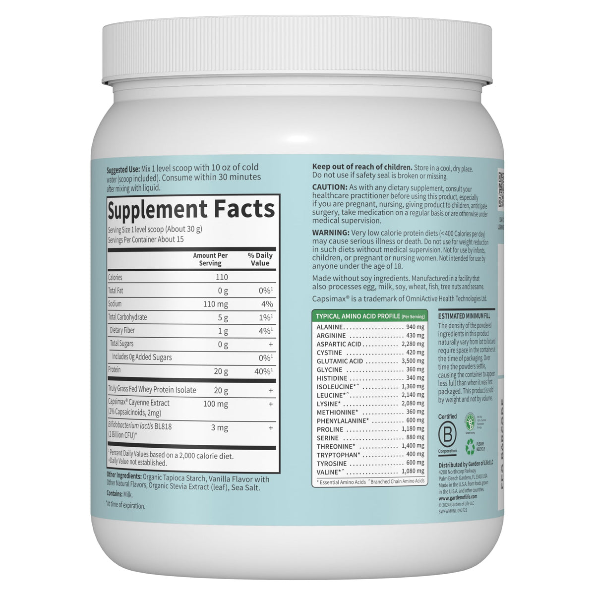 Garden of Life Sport Whey Plus Weight Management with Amino Energy - 20g of Grass