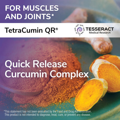 Tesseract TetraCumin SR Turmeric Curcumin Supplement, 120 Capsules | Sustained Release, Metabolite, Supports Joint Comfort, Mobility & Flexibility, For Women & Men, Curcuma Capsules, Gluten Free