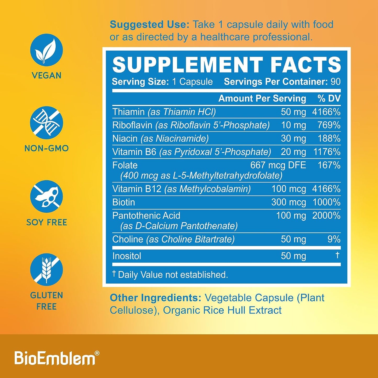 BioEmblem Adults Triple Magnesium Complex and Vitamin D3 K2 and Vitamin B-Complex - 270 Count