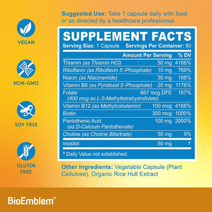 BioEmblem Adults Triple Magnesium Complex and Vitamin D3 K2 and Vitamin B-Complex - 270 Count