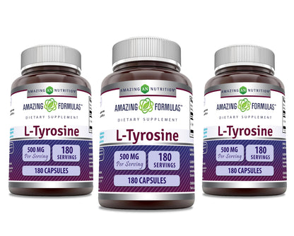 Amazing Formulas L-Tyrosine Amino Acid Supplement | 500 Mg per Serving | 180 Capsules | Non-GMO | Gluten-Free | Made in USA
