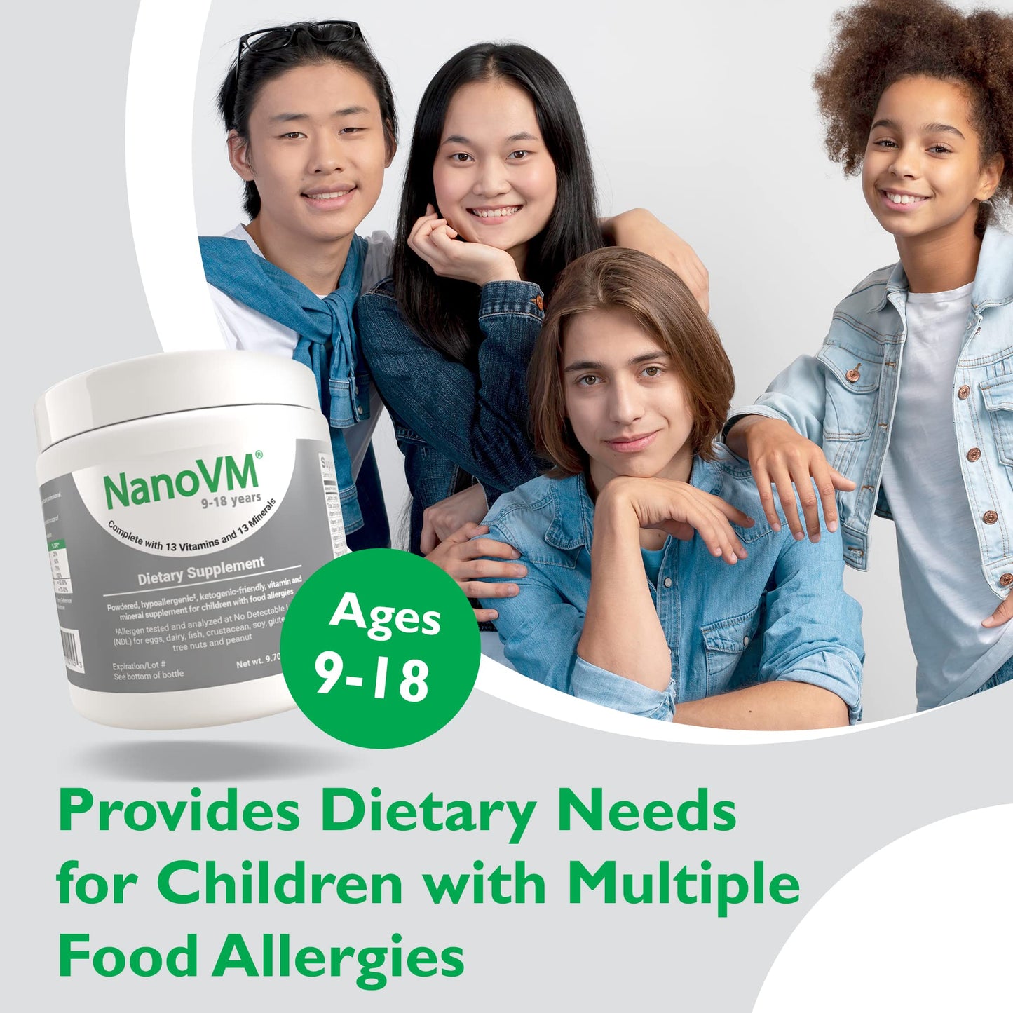 t/f, Dietary Supplement for Tube Feeding, Allergen-Free Kids Multivitamin, Unflavored Vitamin Powder with 14 Vitamins & 13 Minerals, Low-Carb Kids Vitamins, 275g - Solace Nutrition
