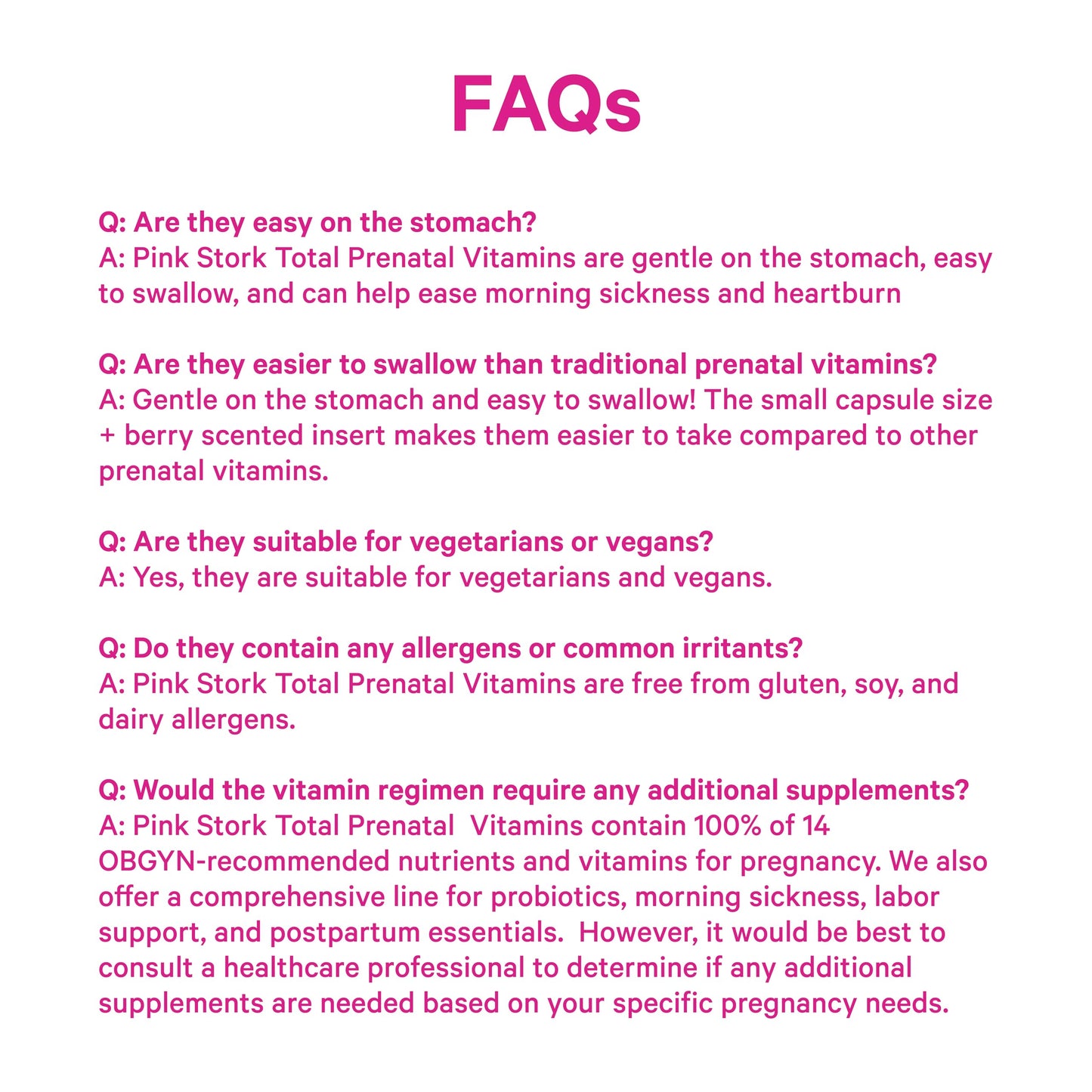 Pink Stork Total Prenatal Vitamins, No Fishy Burps, 60 Capsules, Berry | Clean Label Award, Support Fetal Development, Vegan DHA, Methylfolate, Iron, Choline, Vitamin B12, Pregnancy Essentials,