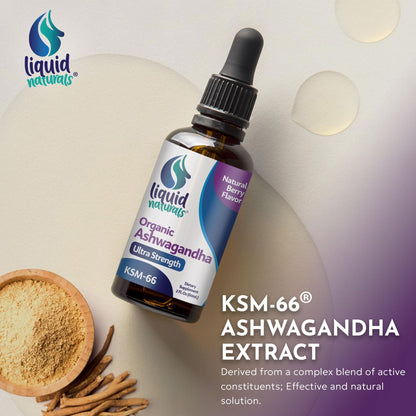 Ashwagandha KSM 66 Drops, 2000mg Natural Berry Flavor - Ashwagandha Supplements for Women, Ksm-66 Ashwaganda Extract for Immune Support, Performance, Heart Health - 60 Servings