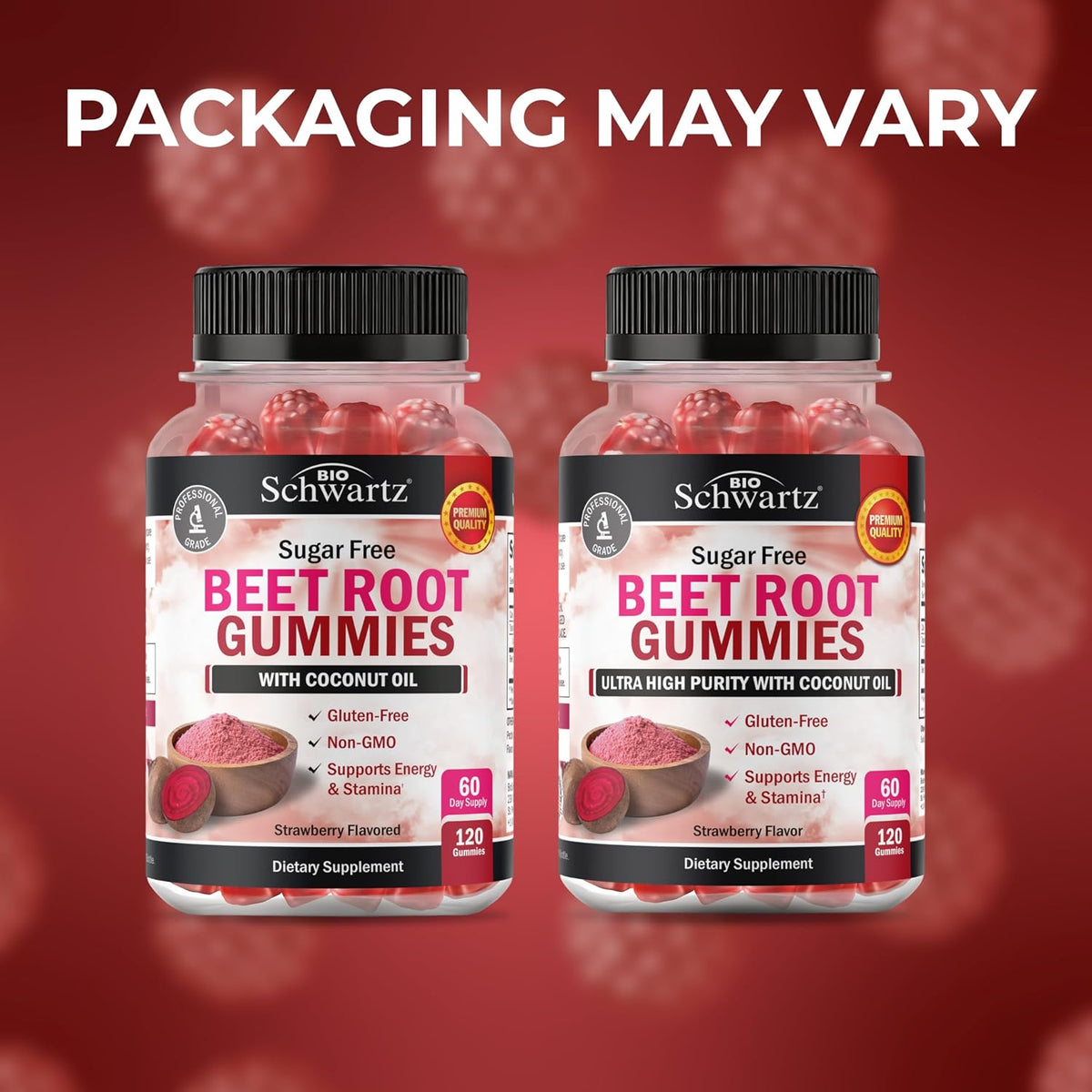 Sugar Free Beet Root Gummies - Strawberry Flavor, 120 Count
