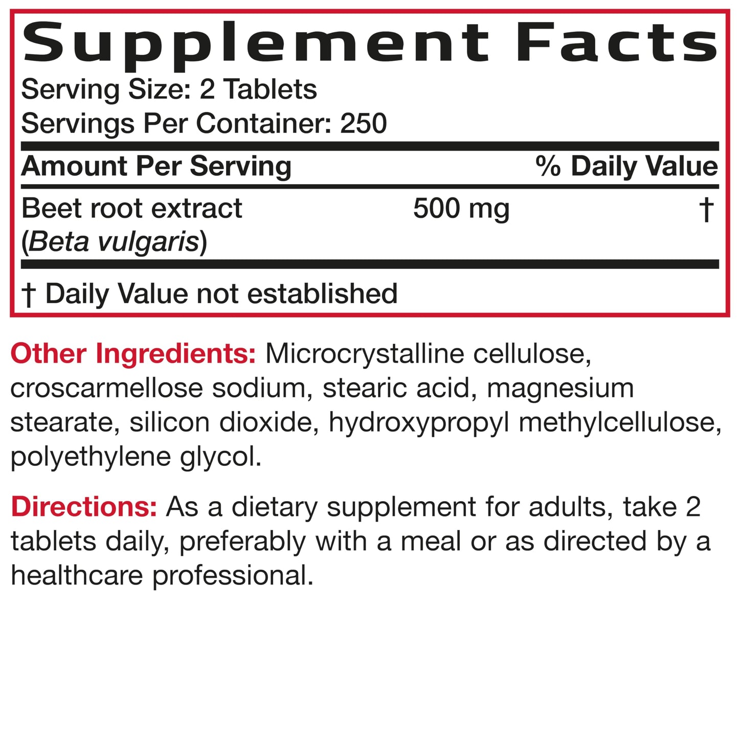 Bronson Beet Root Extra Strength, Non-GMO, 250 Vegetarian Tablets | Gluten-Free, Soy-Free, GMO-Free, Easy To Swallow