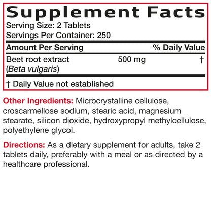 Bronson Beet Root Extra Strength, Non-GMO, 250 Vegetarian Tablets | Gluten-Free, Soy-Free, GMO-Free, Easy To Swallow