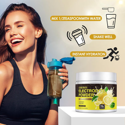 Sugar Free Electrolyte Powder - Lemon Flavor 70 Servings Refreshing Hydration Mix with Potassium, Sodium & Magnesium Fast-Absorbing Hydration Supplement, Gluten-Free, Ideal for Athletes