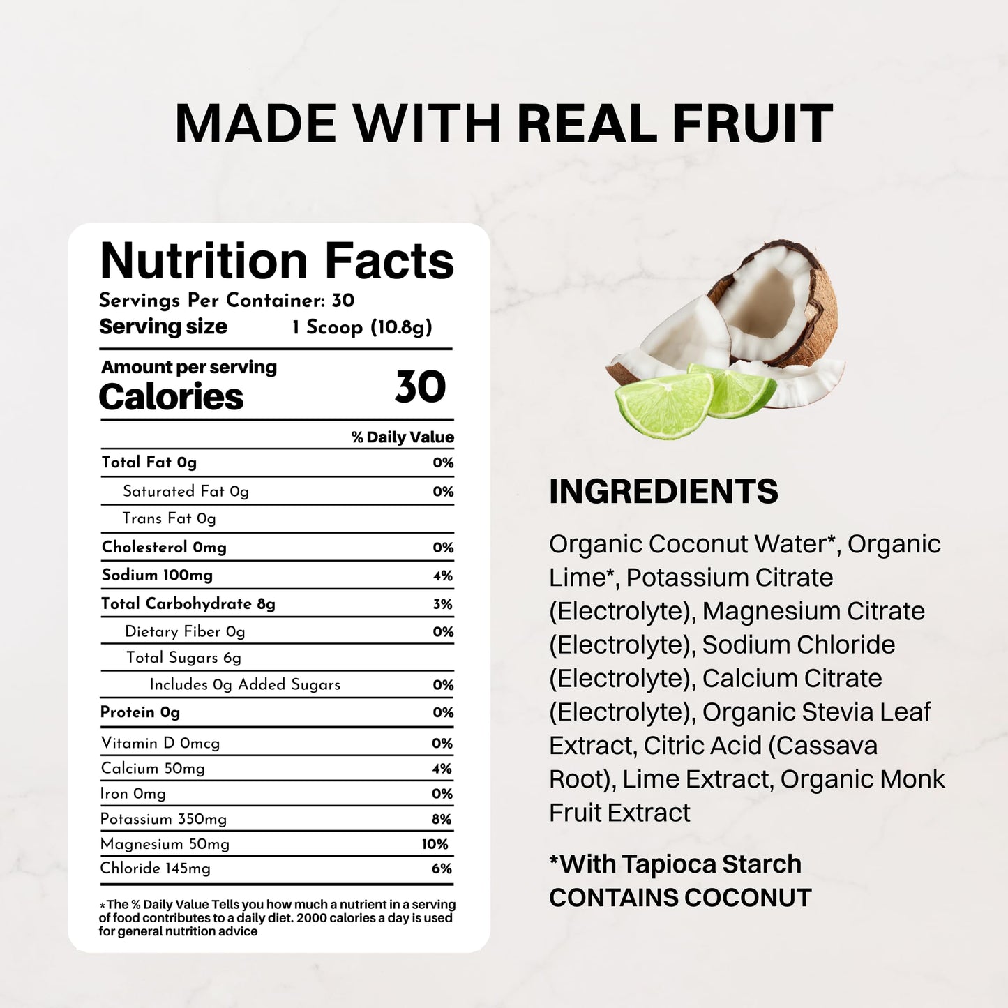 Blue Hawaiian Electrolytes Drink Mix | 30 Servings | Organic Coconut Water, Spirulina & 5 Key Electrolytes