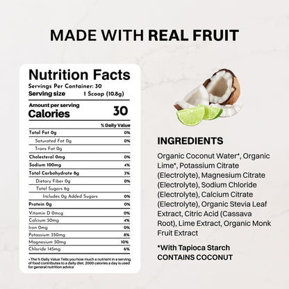Blue Hawaiian Electrolytes Drink Mix | 30 Servings | Organic Coconut Water, Spirulina & 5 Key Electrolytes