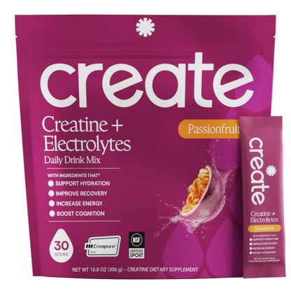 Create Creatine + Electrolytes – Energy & Strength – Variety Pack | NSF Certified for Sport – Daily Hydration Mix, 30 Sugar-Free Stick Packs with 1000mg Taurine, Supports Recovery & Endurance