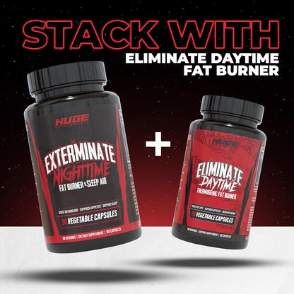 Exterminate Night Time Fat Burner & Sleep Support - Boost Metabolism, Reduce Cravings & Burn More Calories - 10 Proven Ingredients Forskolin, 5-HTP, Saffron, Paradoxine & Melatonin (100% Stim Free)