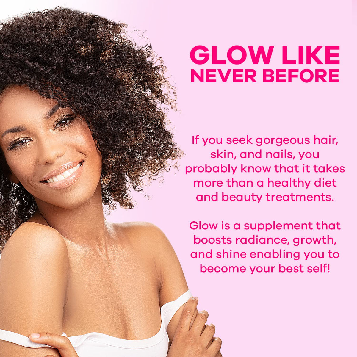 Glow Vitamins - Hair Skin and Nails Multivitamin Supplement - 10,000mcg Biotin Pills