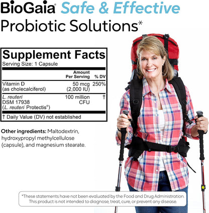 BioGaia Protectis Immune Active Probiotic | Probiotic + Vitamin D | Supports Immune, Digestive and Overall Health | Probiotics for Men & Women | Capsules | 60 Day Supply