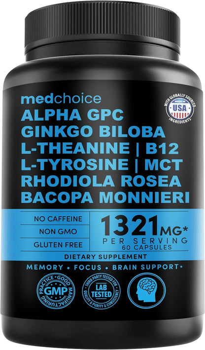 MEDCHOICE 11-in-1 Nootropic Brain Supplement, Non-Caffeinated, 60ct