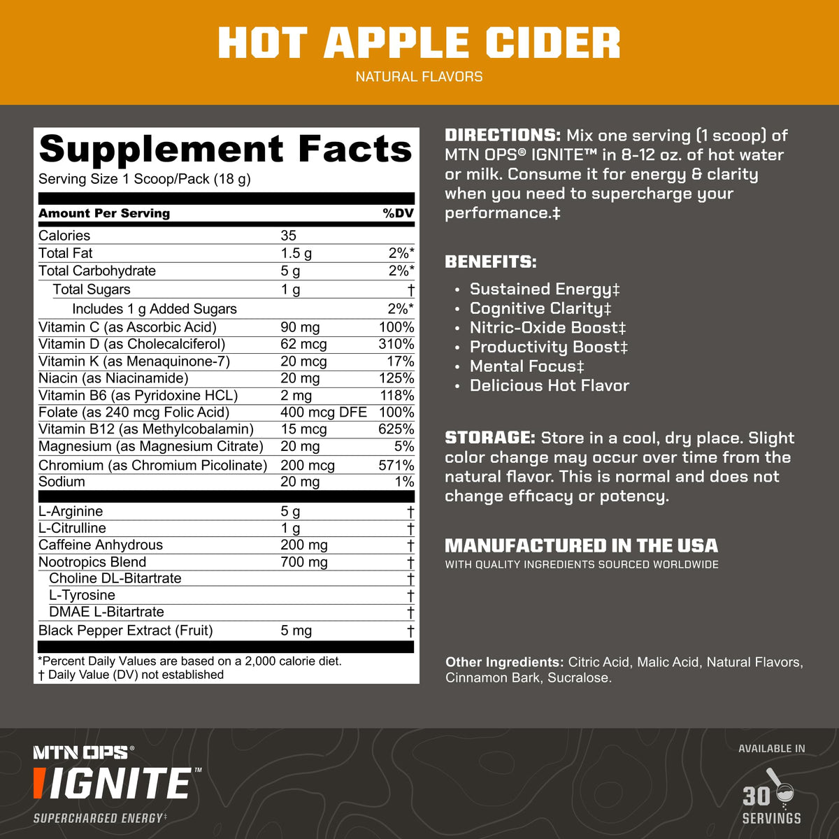 MTN OPS Hot Ignite Focus & Energy Coffee, Mountain Mocha